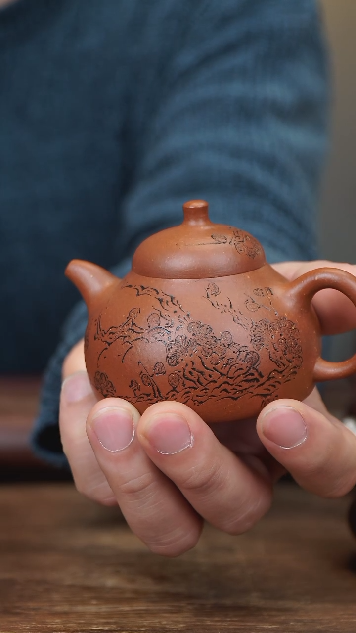 【闪购商品】紫砂茶壶130ml 刻绘曼生乳鼎 家藏降坡泥