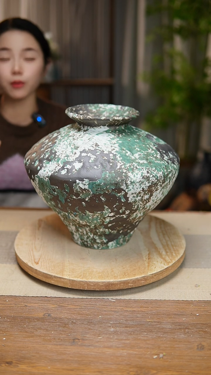 【闪购商品】陶瓷 花器涂鸦绿大飞碟