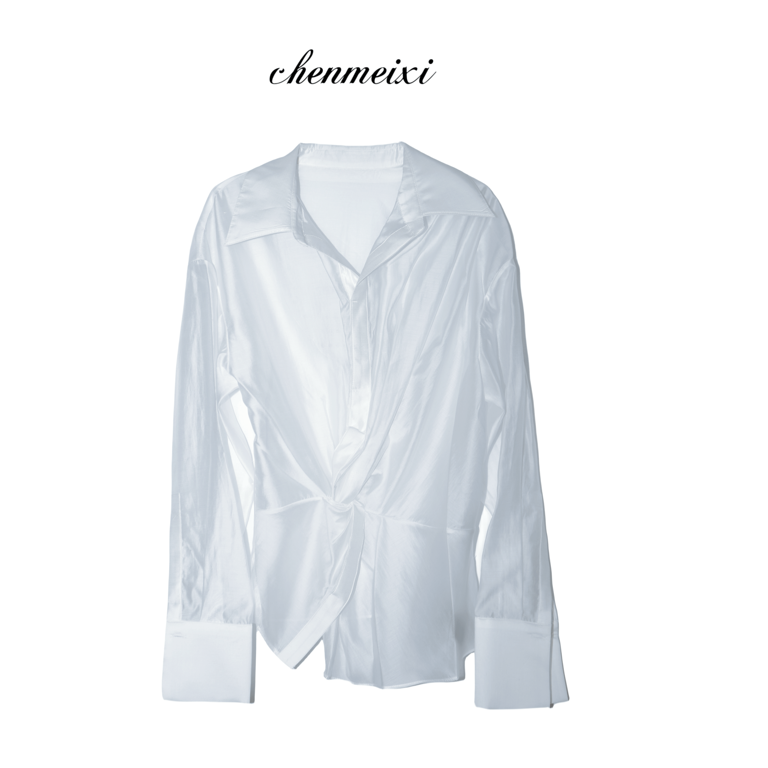 华裔陈总【假日风情】设计感收腰长袖衬衫SY0149