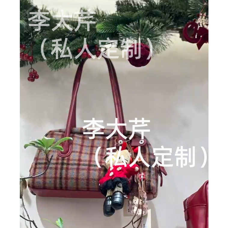 “毛呢格纹包”  超火枕头包包女士单肩包时尚韩系秋冬款流行包INS