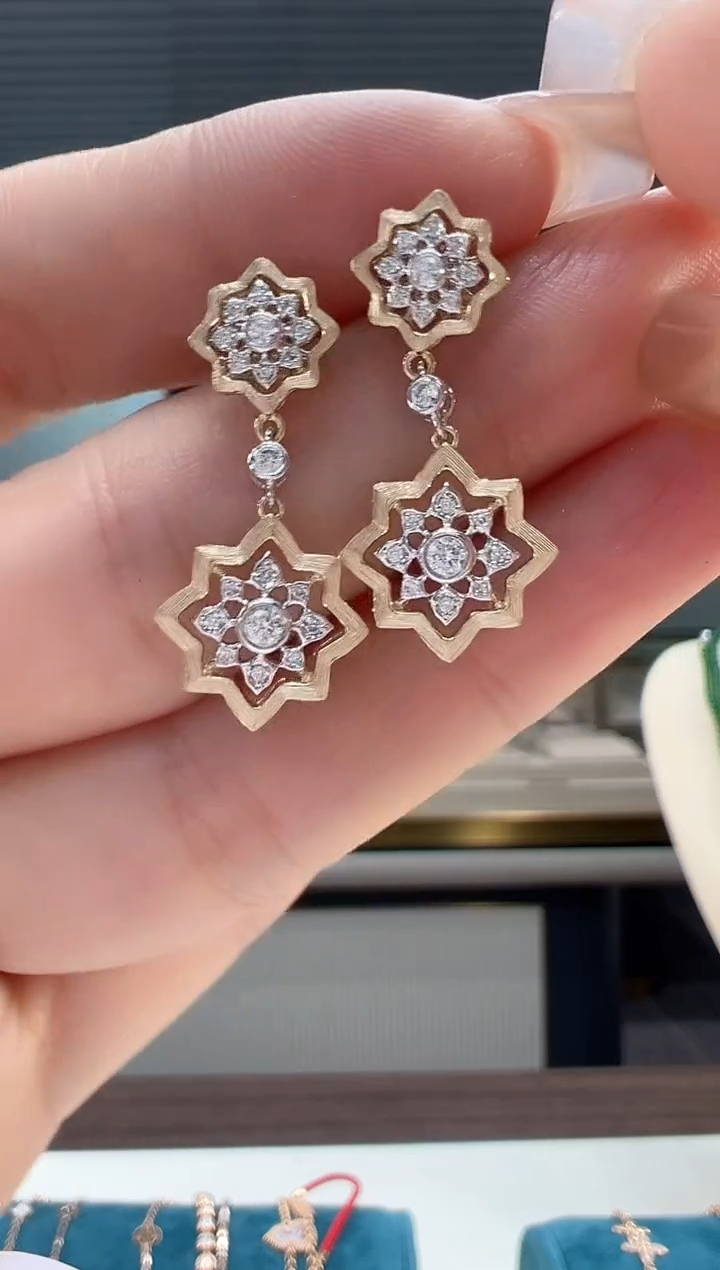 【闪购商品】钻石耳钉18K金镶嵌钻石分色时尚耳钉