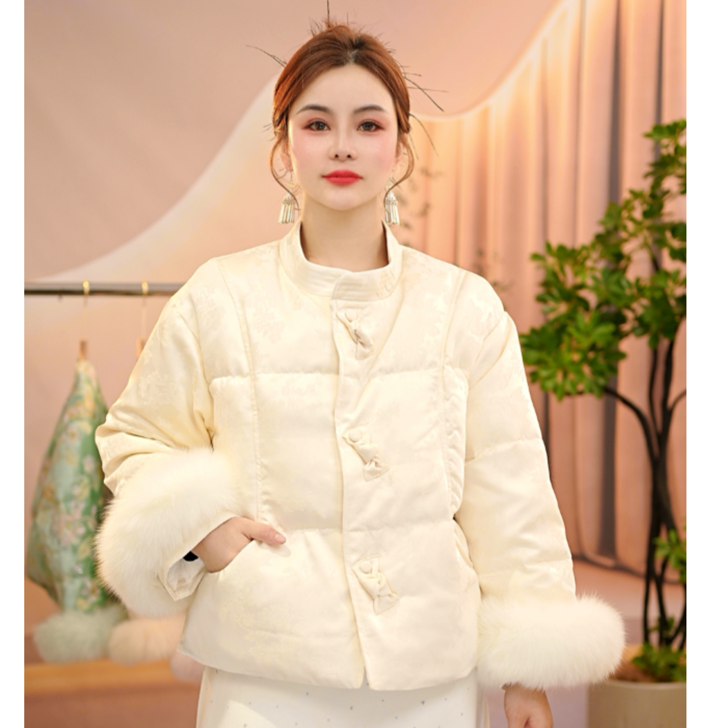 【花仙子】新中式国风90白鸭绒羽绒服