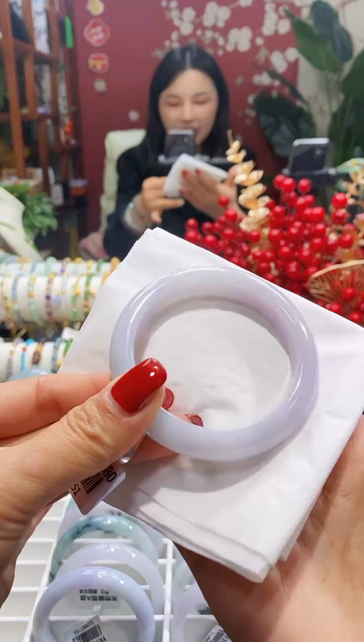 【闪购商品】翡翠手镯未镶嵌92春彩53-55/12.1*8.0