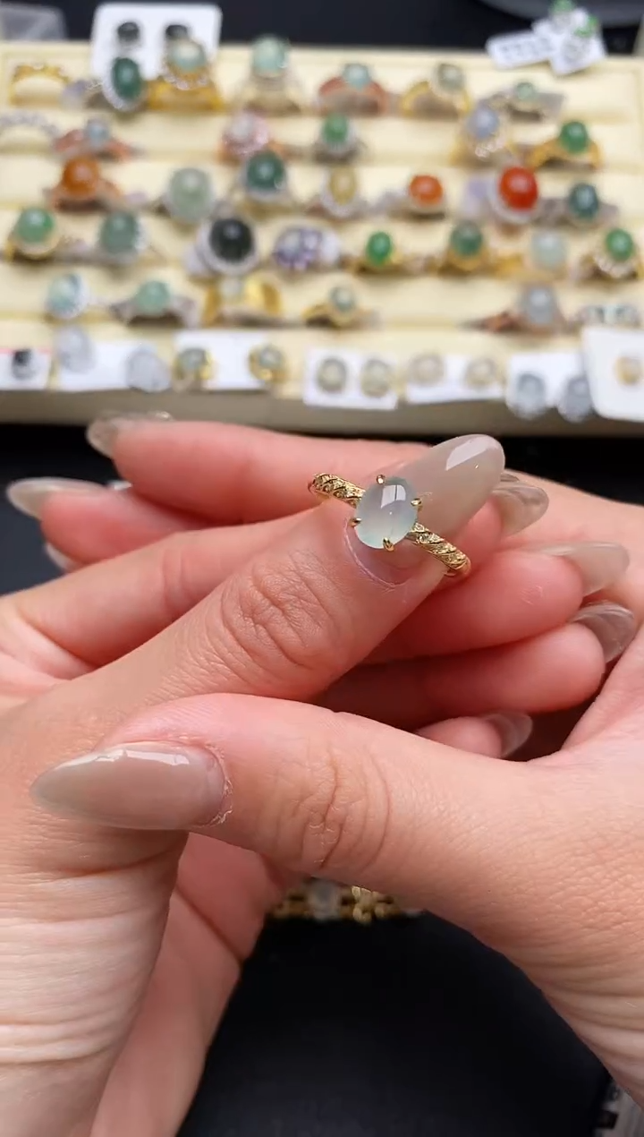 【闪购商品】翡翠戒指银S925镶嵌55555555+7