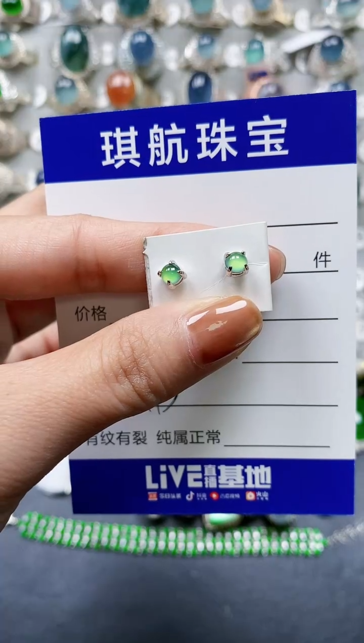 【闪购商品】翡翠耳饰银S925镶嵌0413