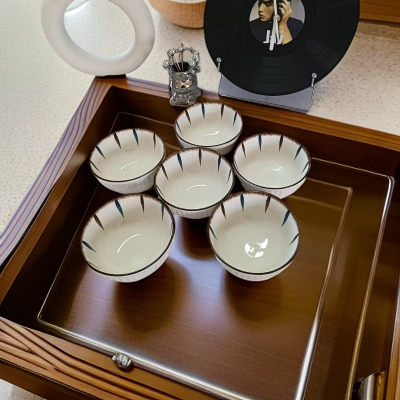 【嘉悦松】六只装！毛草小碗 米饭碗 釉下彩