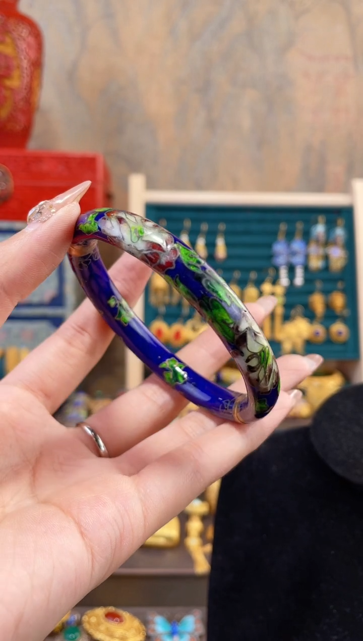 【闪购商品】非遗景泰蓝银蓝镯子58-62宝蓝
