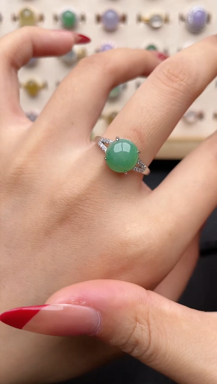 【闪购商品】翡翠戒指银S925镶嵌一物一证一礼盒