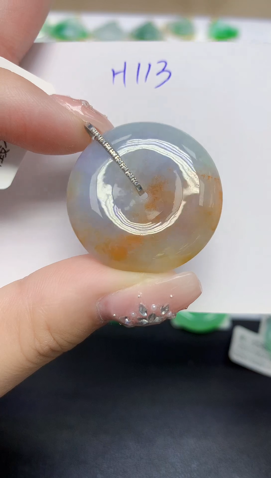 颈饰18K金镶嵌翡翠天然缅甸翡翠A货翡翠百元以上9元证书费自理