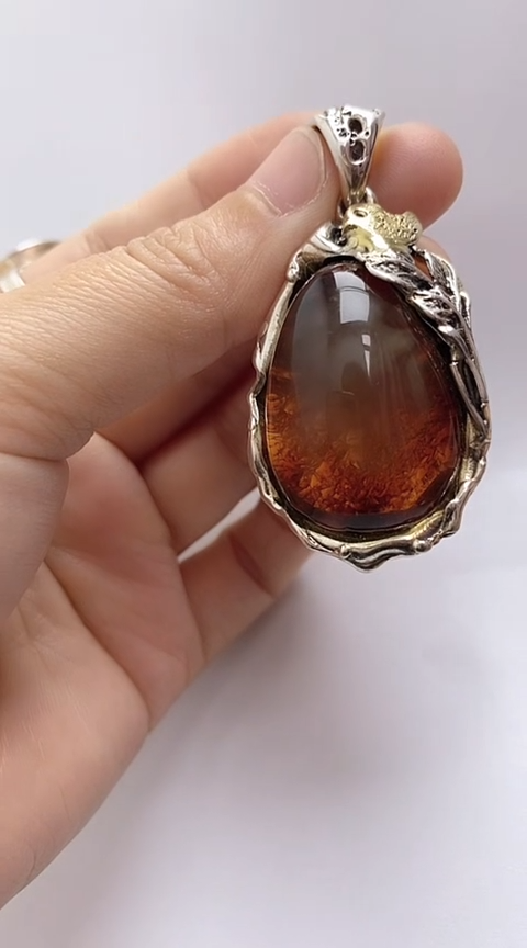 【闪购商品】琥珀裸石银S925镶嵌琥珀大小