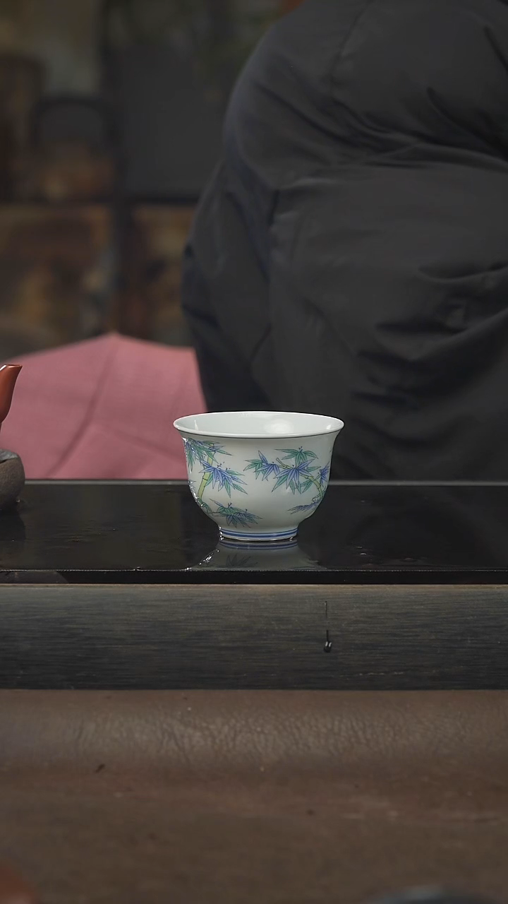 茶壶紫砂竹林青瓷杯，70cc