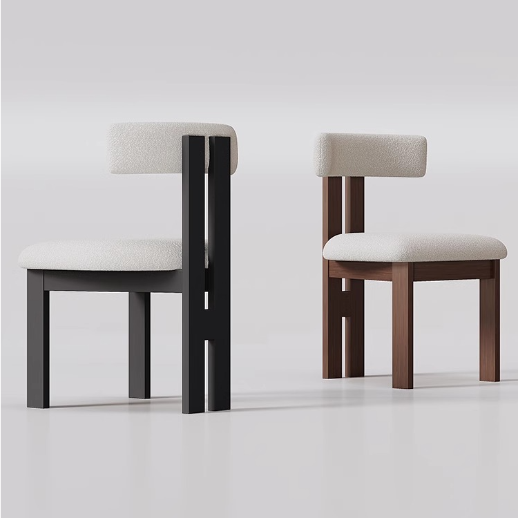 法式全实木餐椅家用餐厅现代简约餐桌椅中古风设计师靠背餐椅子