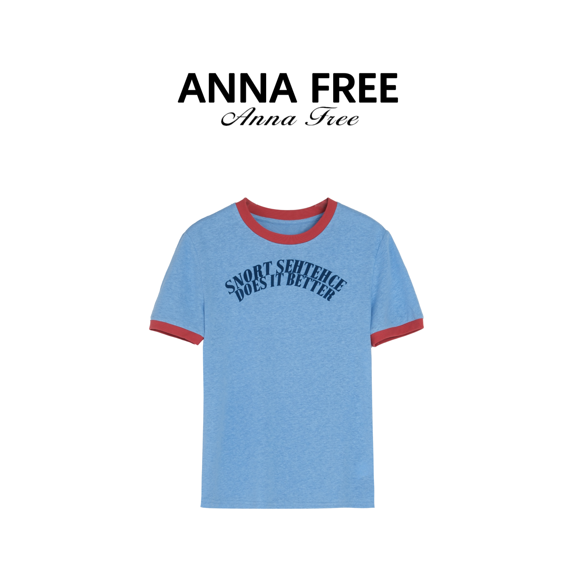 ANNA FREE 休闲通勤拼接字母印花T恤经典设计师时尚ZCT25207