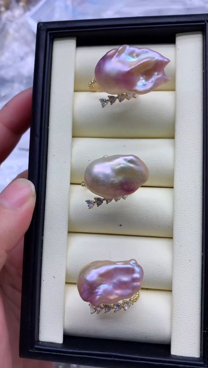 【闪购商品】淡水珍珠戒指银S925镶嵌多发其一