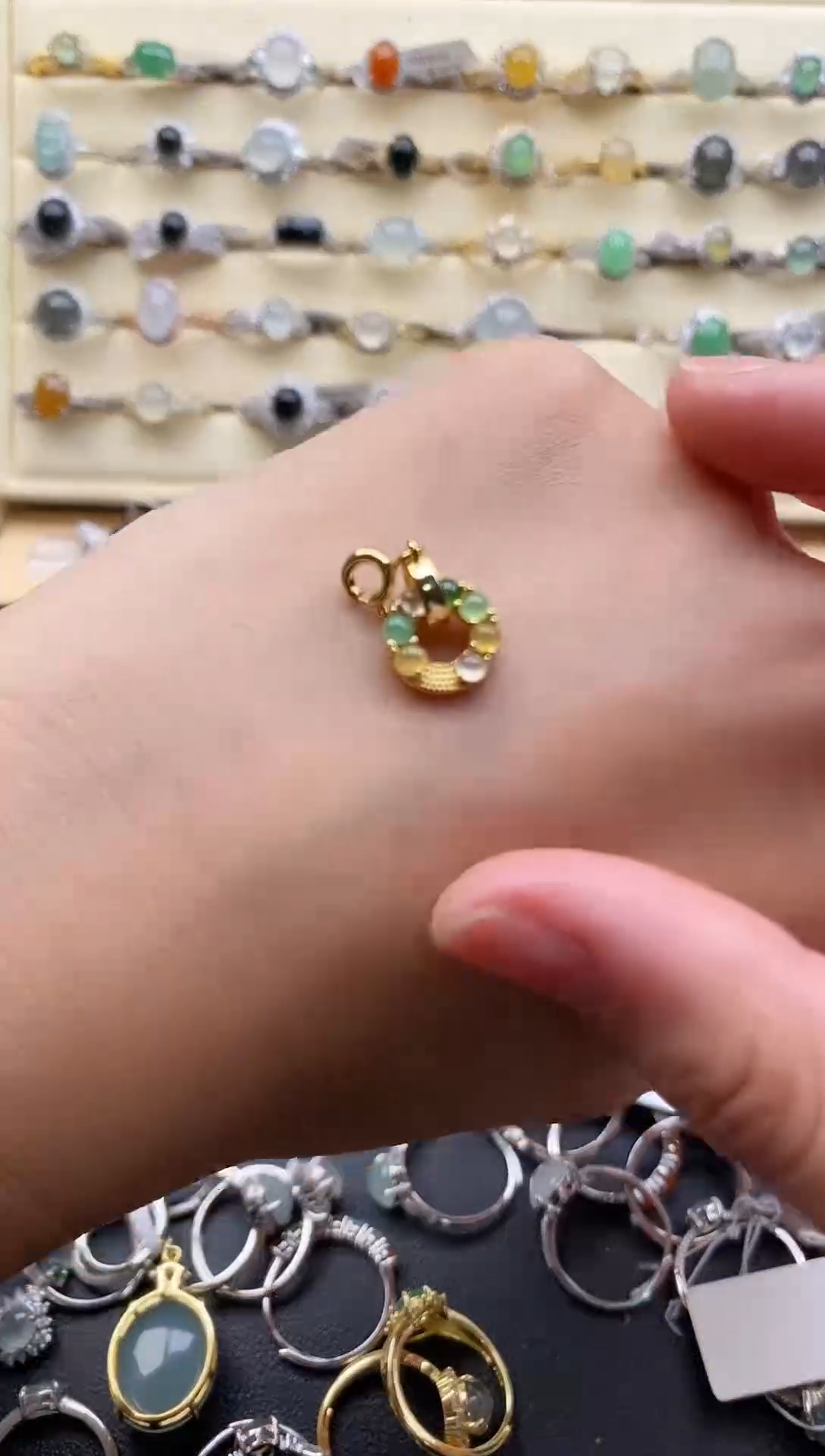 银S925镶嵌戒指翡翠222222+7