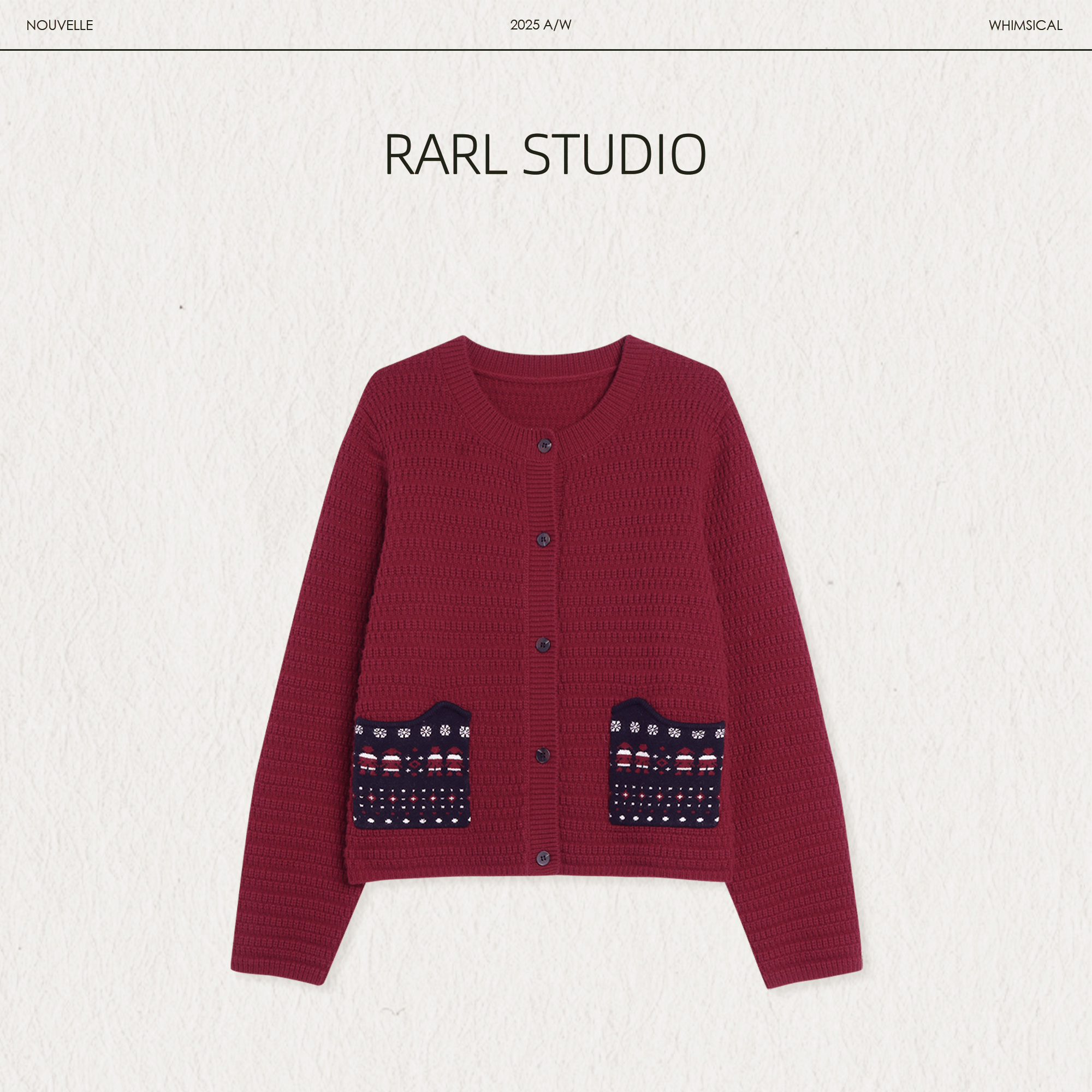 「平安果」圆领针织开衫工艺百搭高定针织毛衣AS180