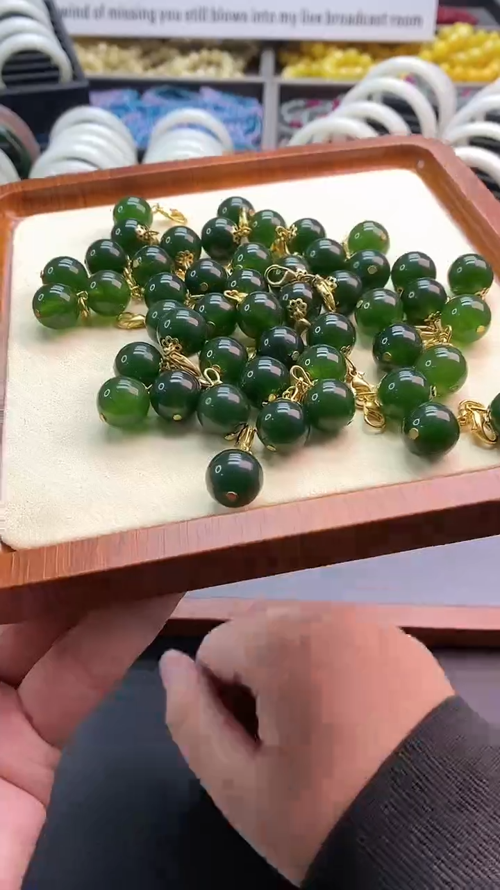 【闪购商品】和田玉吊坠(不含链)银S925镀金镶嵌小号提溜吊坠