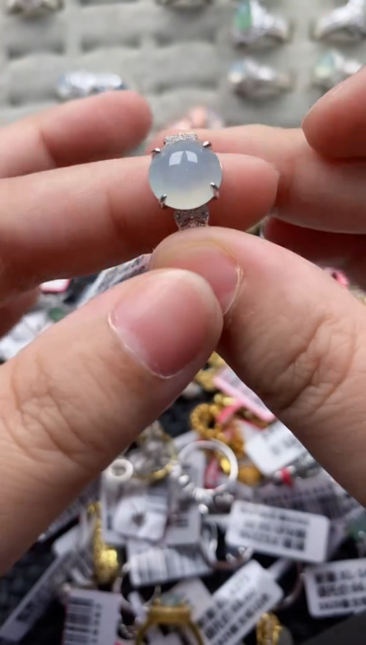 【闪购商品】翡翠戒指银S925镶嵌666666---1