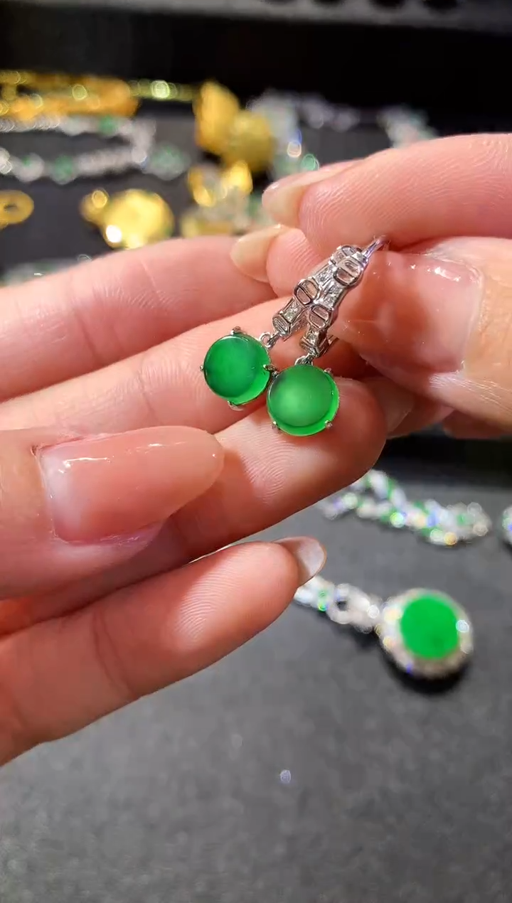 【闪购商品】翡翠耳饰银S925镶嵌160耳饰（多样性发货一件