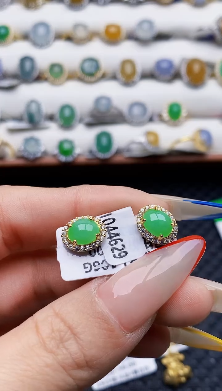 银S925镶嵌戒指翡翠6060