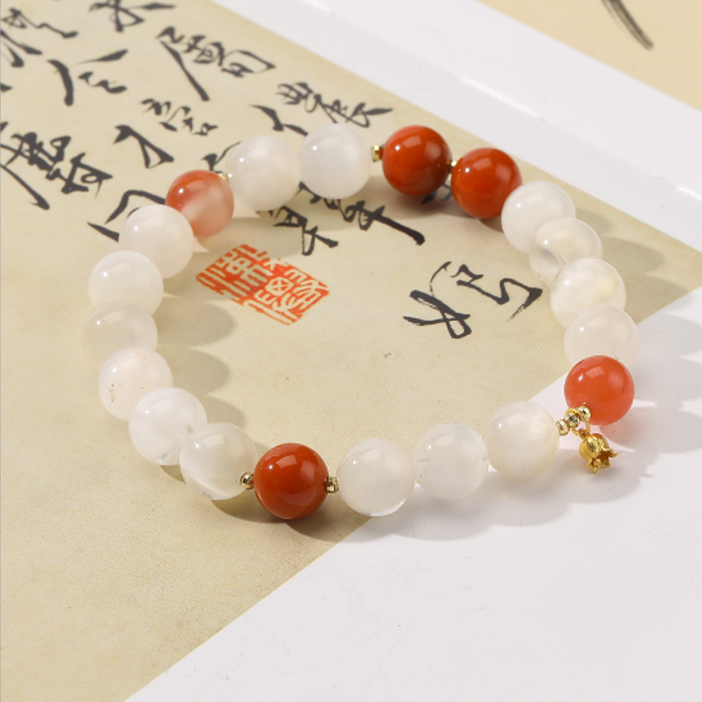 一了个卜【柿子汤圆】白兔毛手串