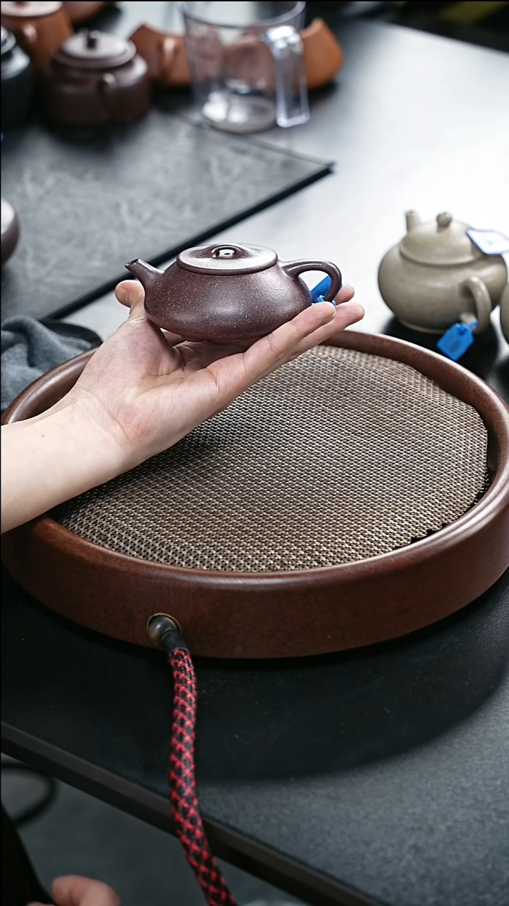 茶壶紫砂光明石瓢-桃花泥-全手工微微瑕