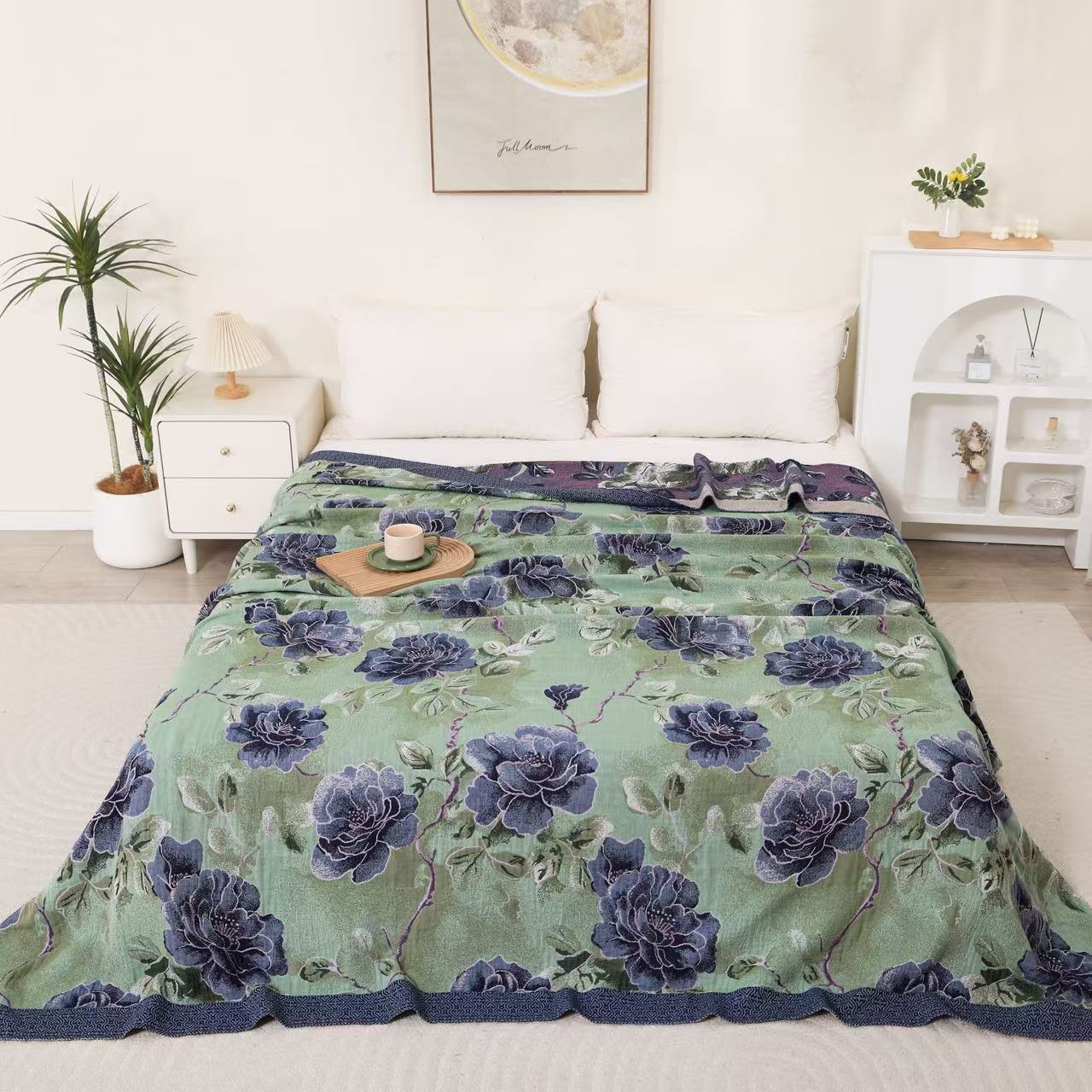 轻奢浮雕艺术枕巾--紫梦花语