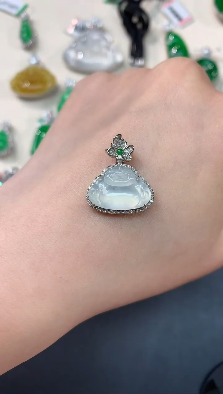 【闪购商品】翡翠吊坠(不含链)18K金镶嵌A186|2980