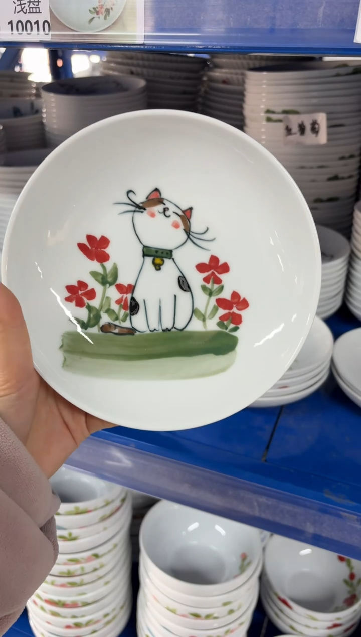 瓷片景德镇高温陶瓷食品级手绘釉中彩-浅盘