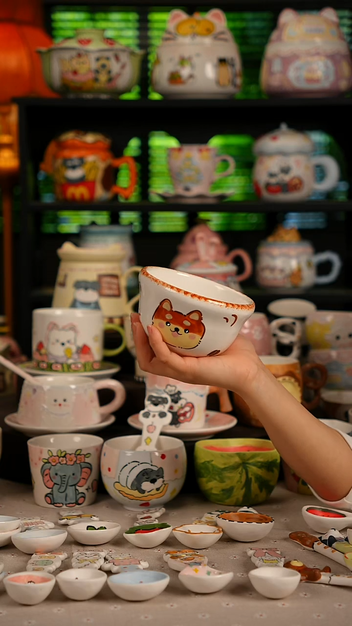 陶瓷无盖款景德镇高温釉下彩纯手绘创意瓷