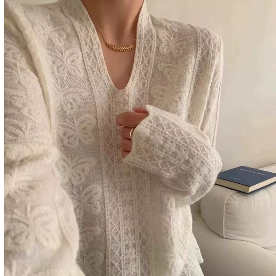 蕾丝软打底羊毛混纺春秋季两穿百搭针织套头打底衫F10