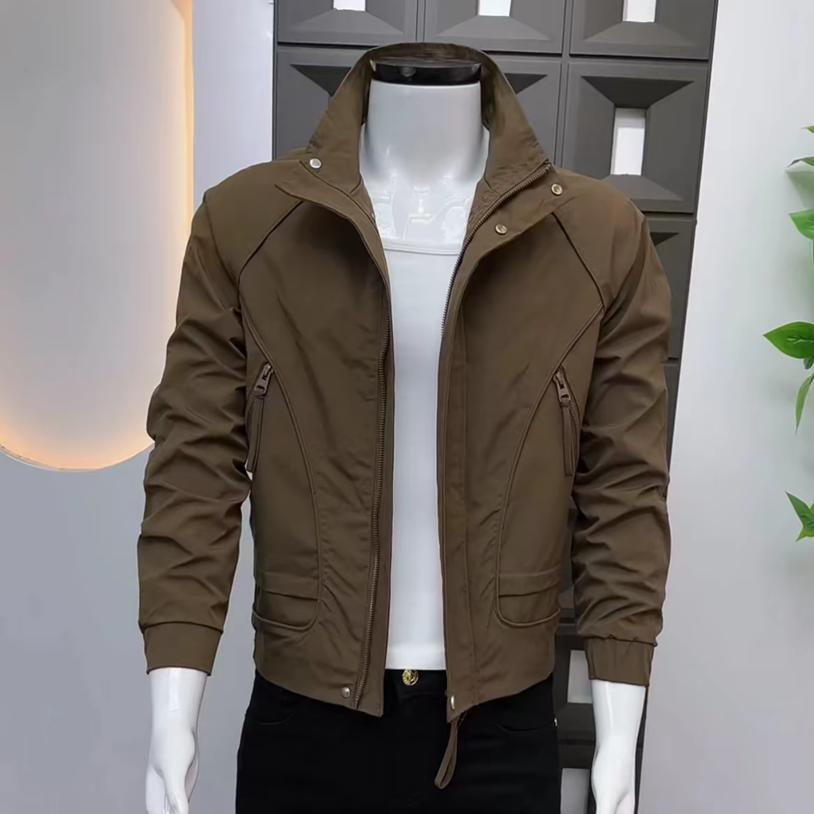 男士夹克春秋新款时尚韩版修身薄款休闲百搭帅气潮牌短款上衣外套