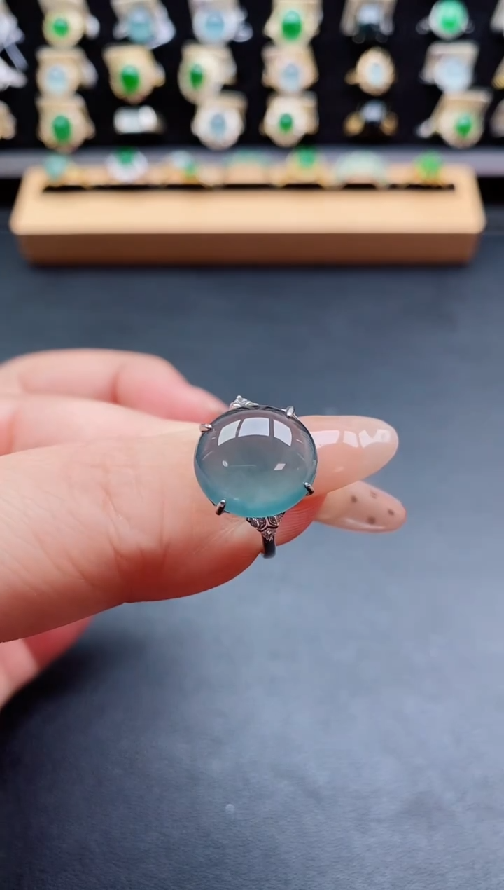 银S925镶嵌戒指翡翠1