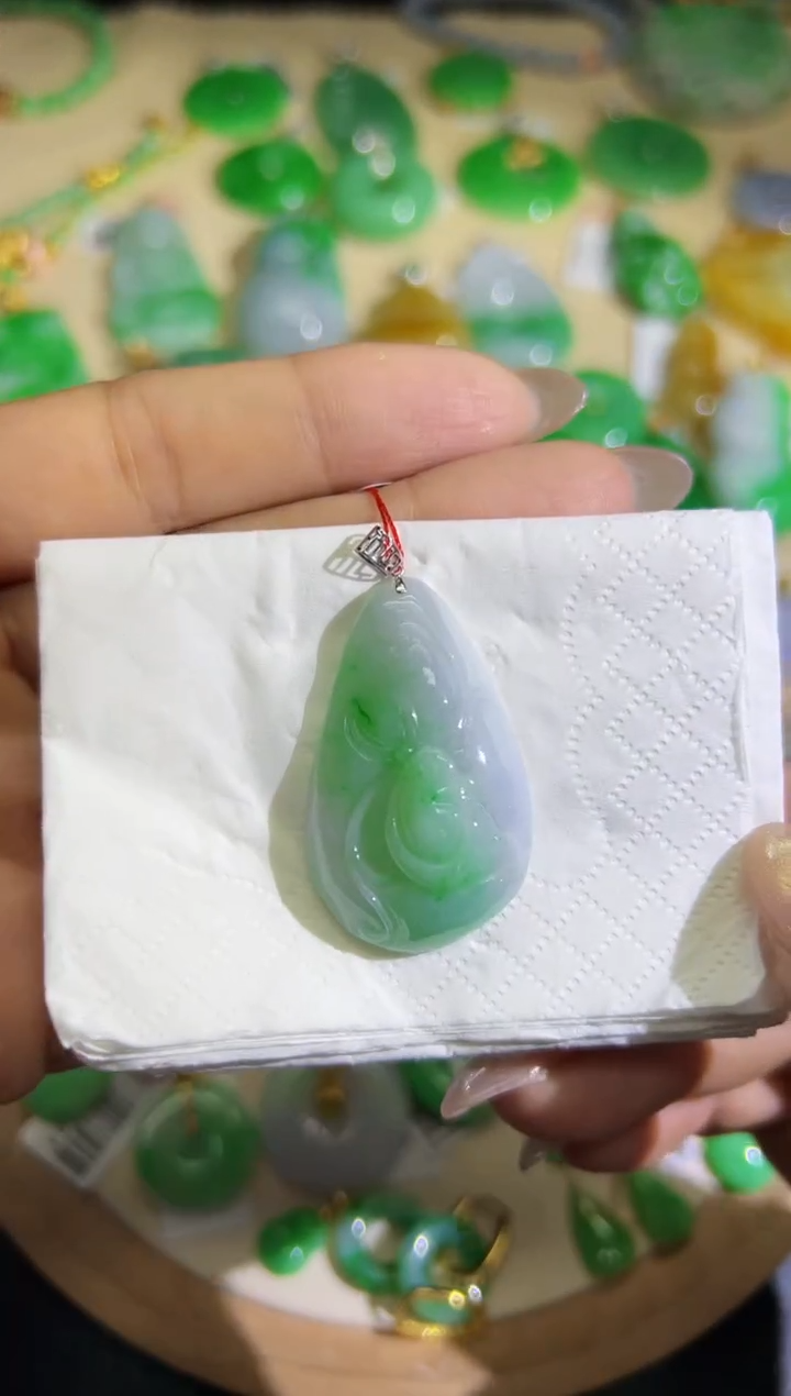 【闪购商品】翡翠颈饰18K金镶嵌Q缅料A货翡翠/支持复检/一件