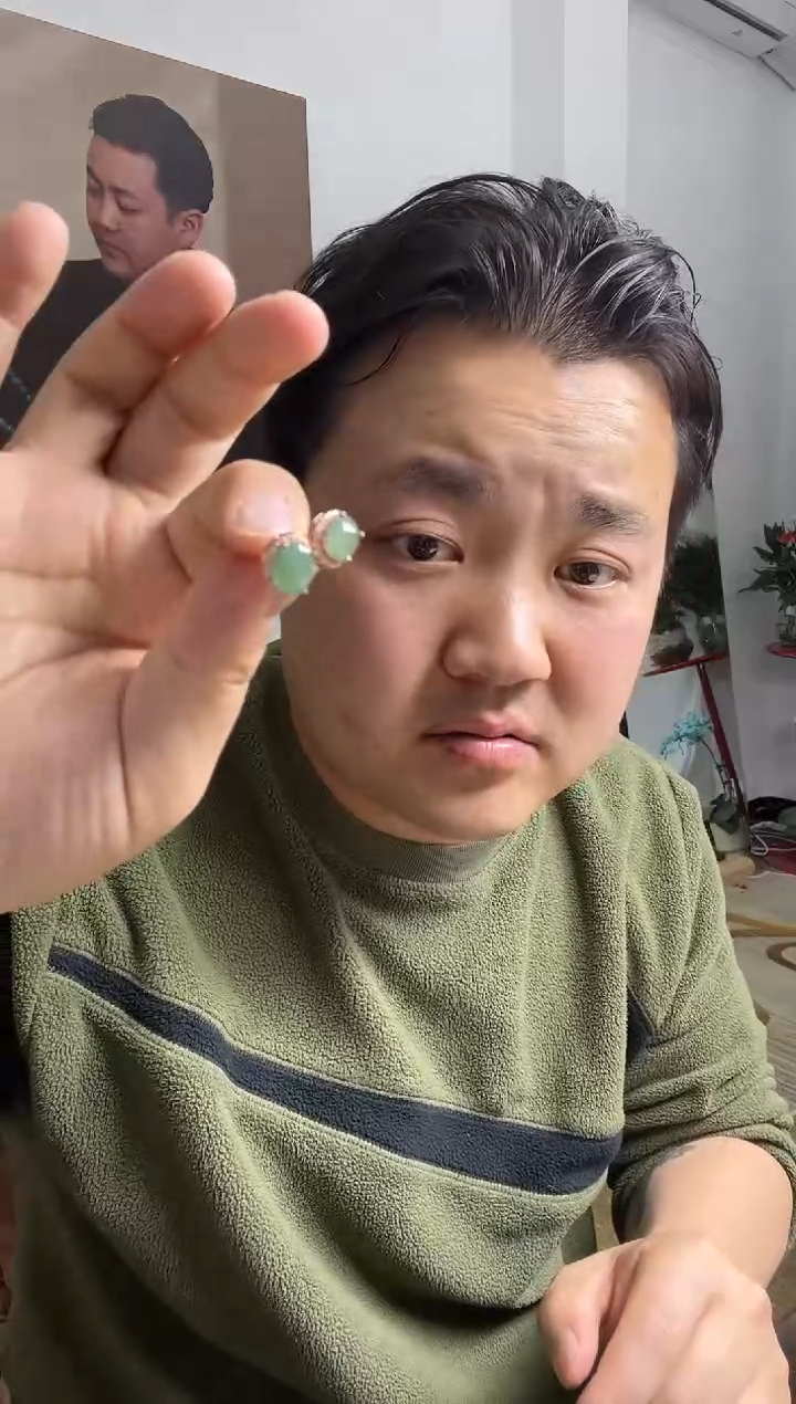 【闪购商品】翡翠耳饰银S925镶嵌耳环