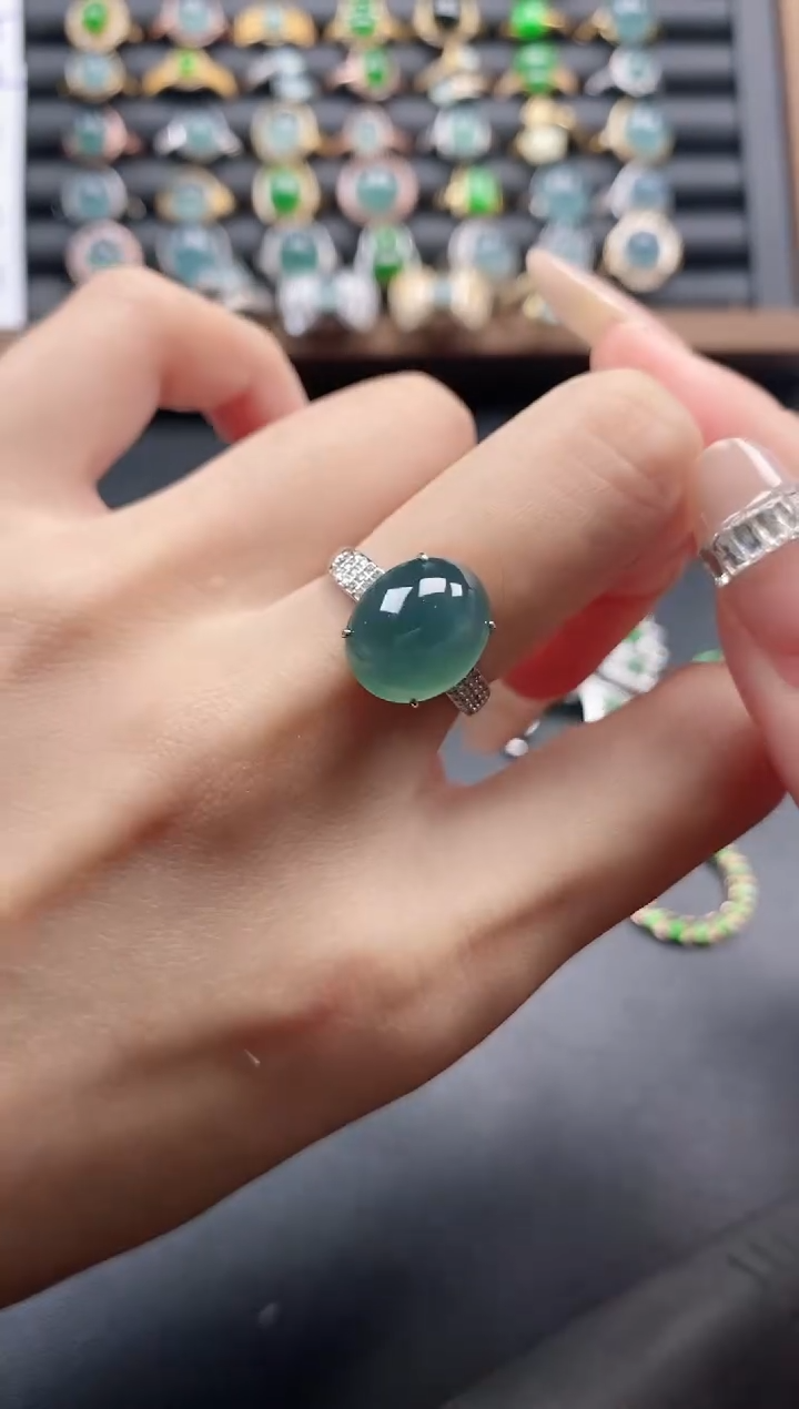 银S925镶嵌戒指翡翠51511