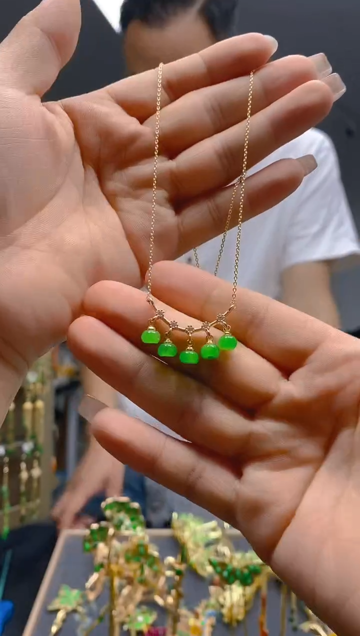 【闪购商品】翡翠耳饰合金0221翡翠锁骨链