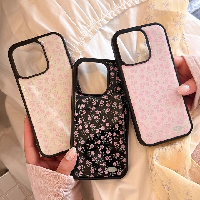 新款碎花系列韩系滴胶手机壳适用苹果16promax高级15冬季13秋天12
