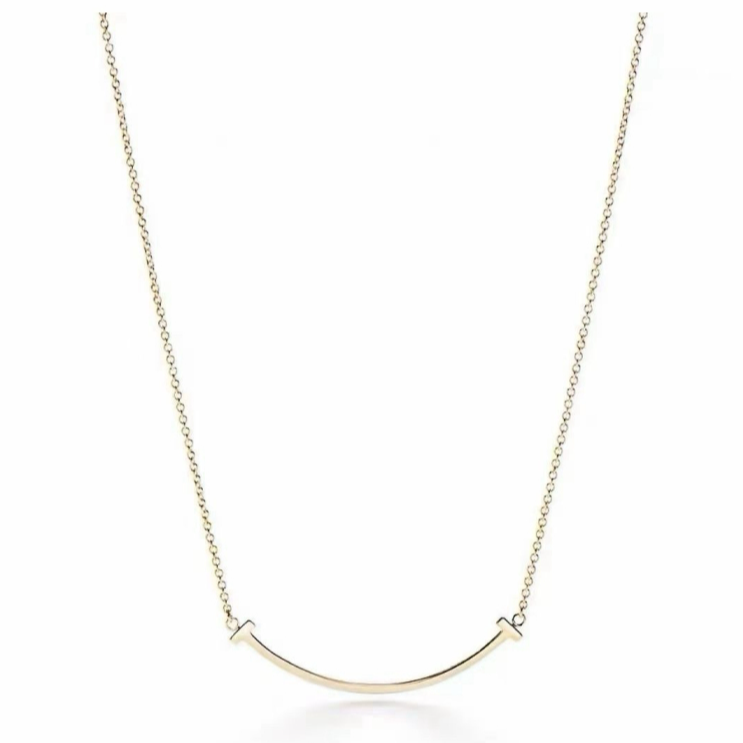 99新 Tiffany & Co./蒂芙尼 蒂芙尼 T系列 18K玫瑰金小号笑脸项链