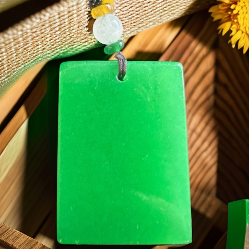  [时尚百搭轻奢设计] A19 绿色无事牌项链