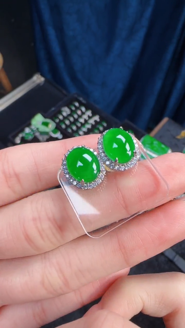 未镶嵌定制翡翠翡翠耳环179