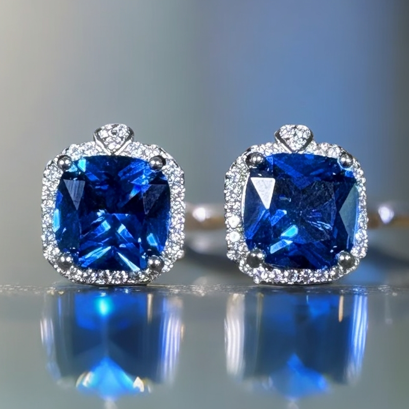 【高端定制】高贵奢藏级蓝宝石耳钉803