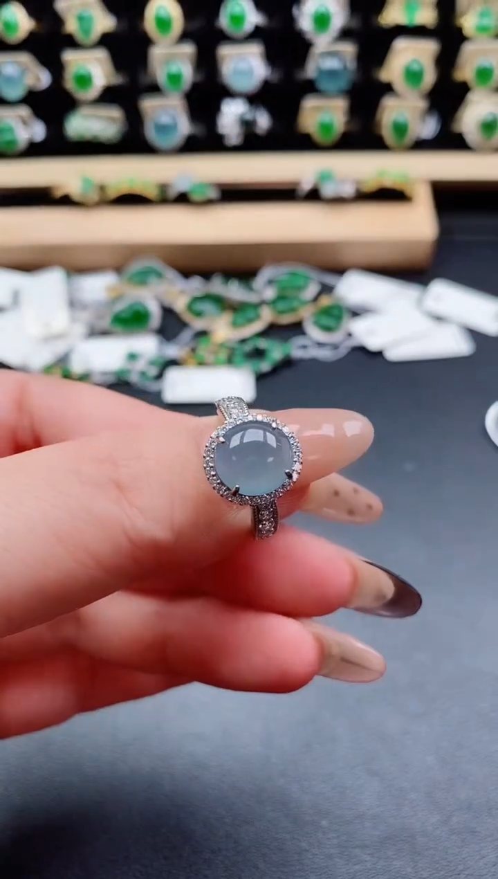 银S925镶嵌戒指翡翠1