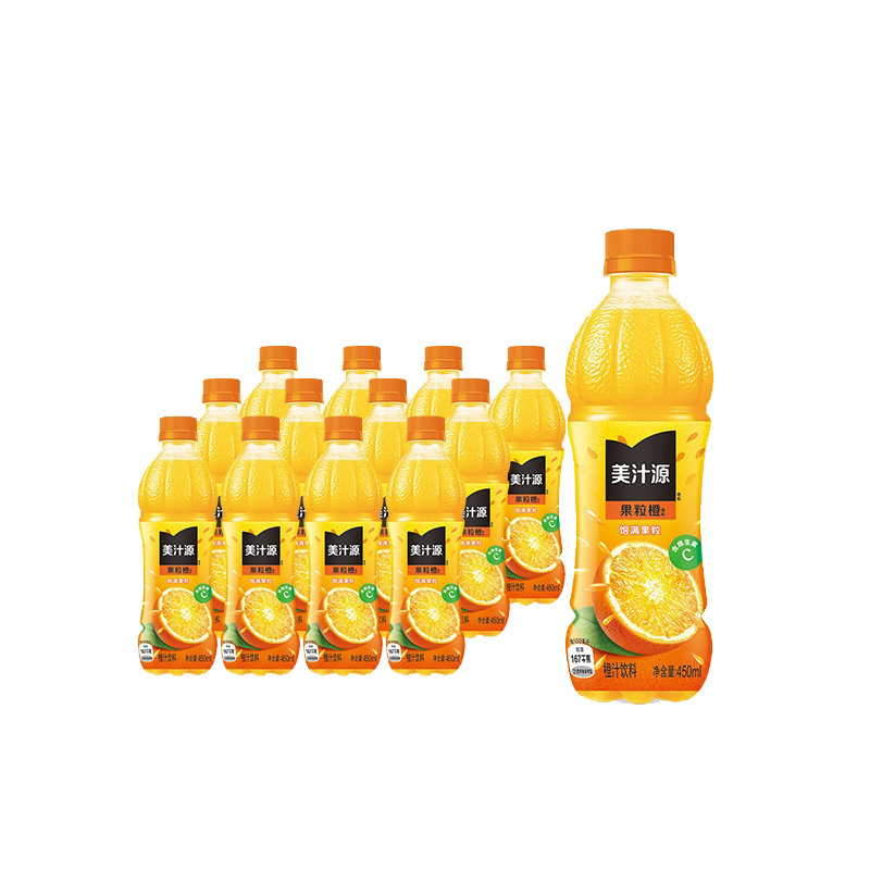 【热销】可口可乐 美汁源果粒橙 果汁饮料 含果粒 450ml*12瓶