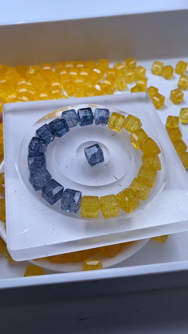 颈饰未镶嵌水晶W3330-金黄色碧玺方糖10mm*10颗