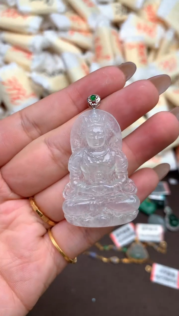 【闪购商品】翡翠挂件18K金镶嵌一