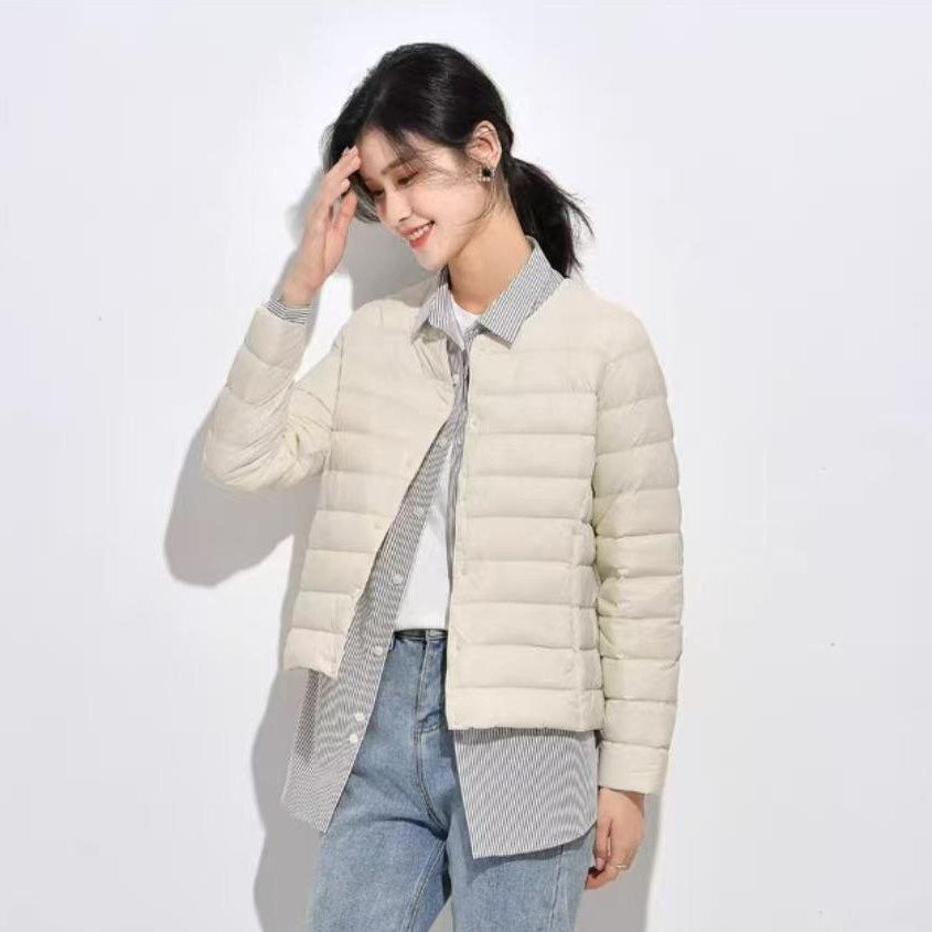 ZM-72025年新款轻薄女短款秋冬新款休闲内胆薄款内搭鸭绒无领外套