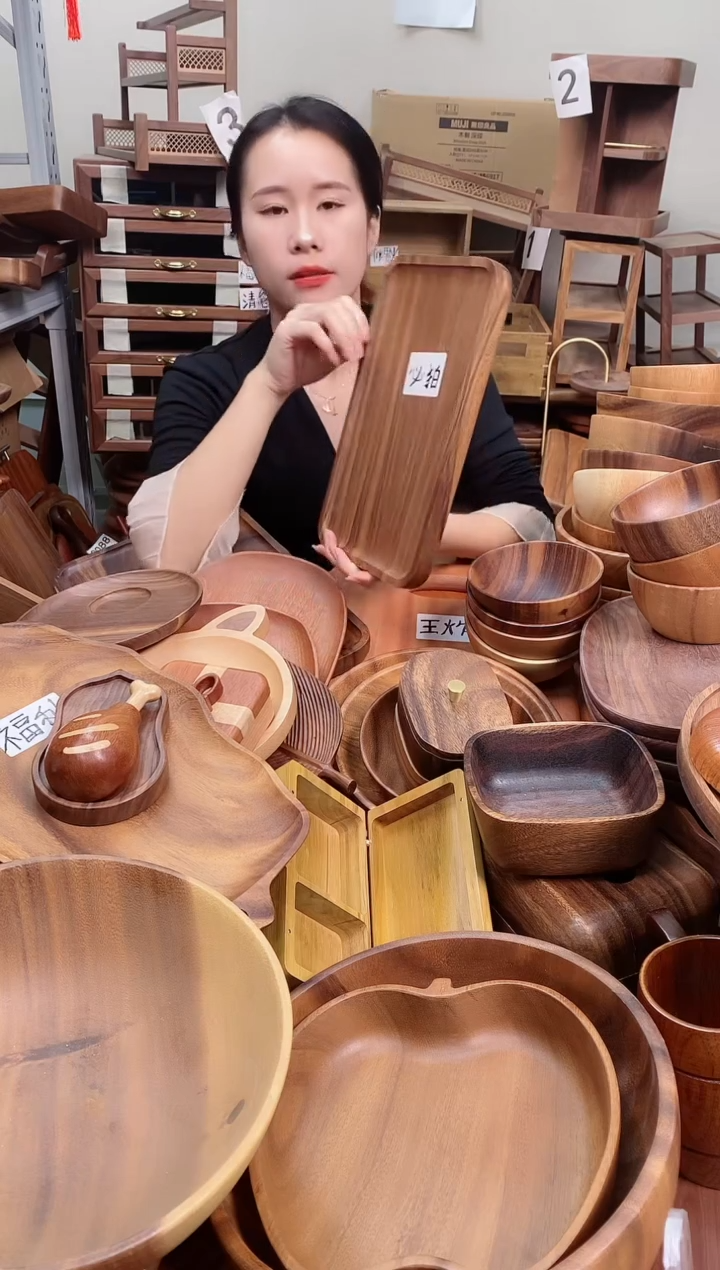 木 南美胡桃木带手抓槽托盘30*20*2cm 