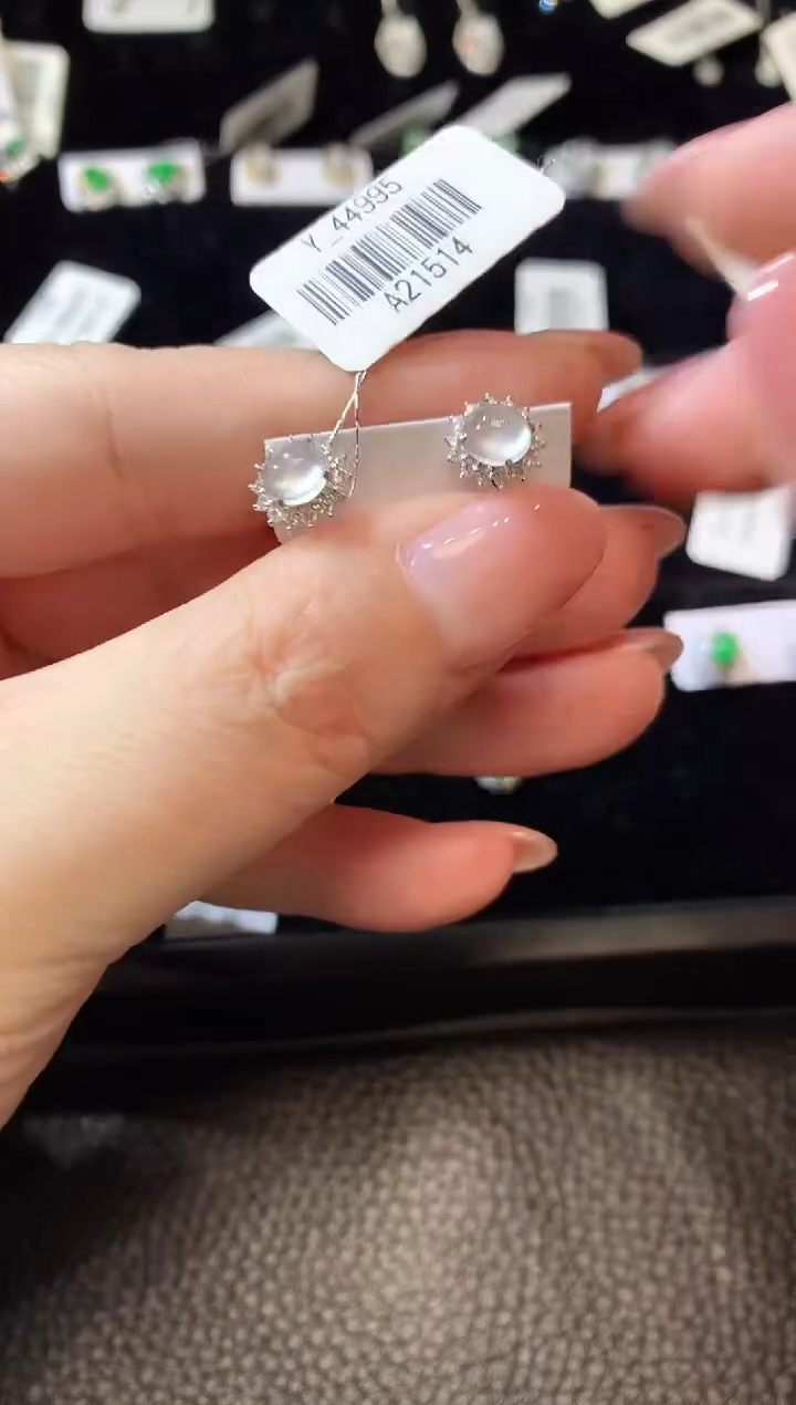 【闪购商品】翡翠耳饰18K金镶嵌A76 翡翠