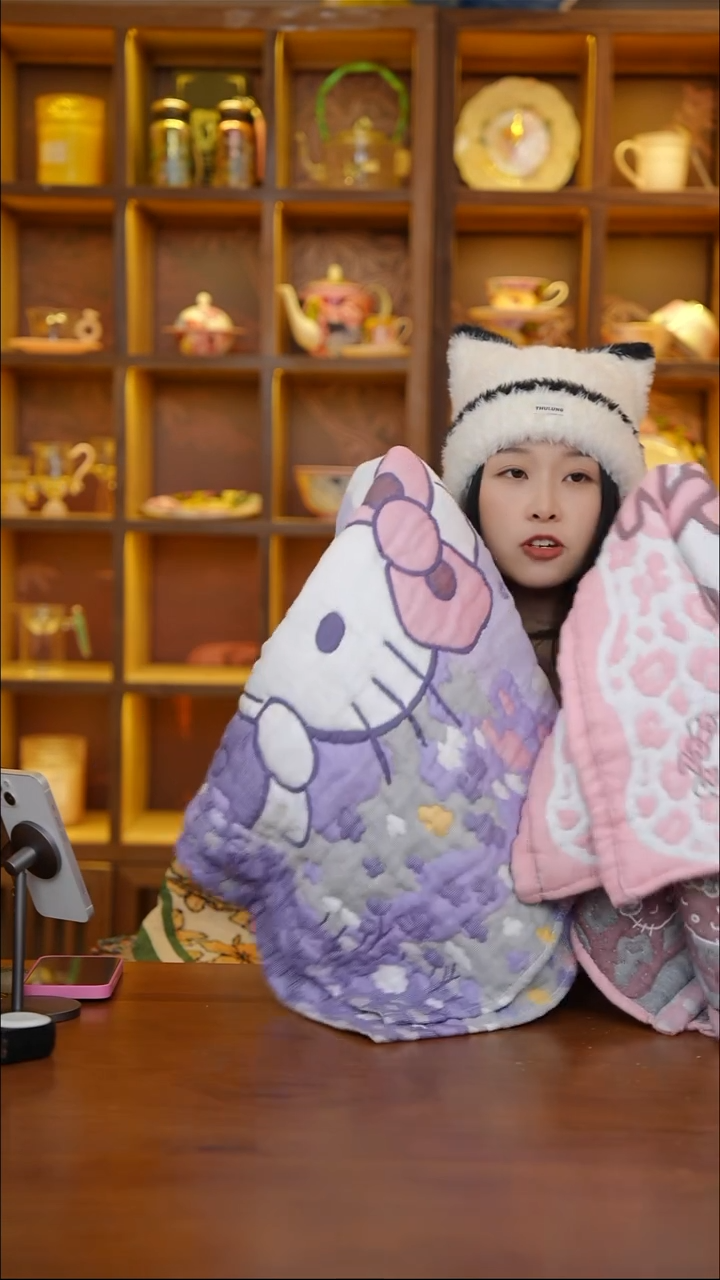 陶49-云朵泡芙纯棉纱布各一对枕巾-粉色+紫色4条